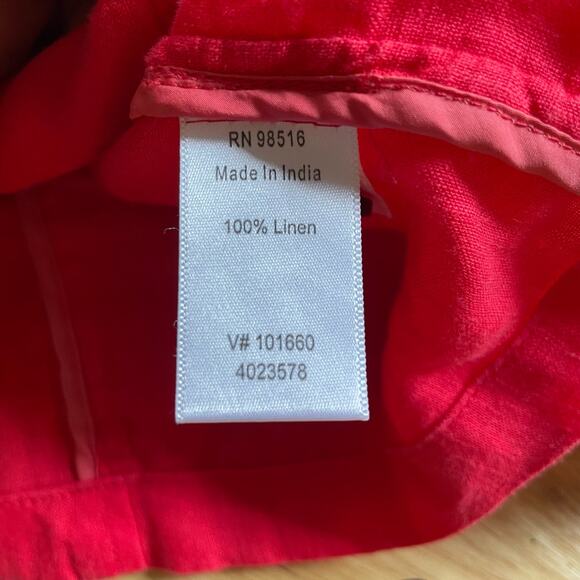 ColdWater Creek Jacket Linen Size 10 Pink Button Up Cinch Waist Roll Tab Sleeves - Picture 4 of 7